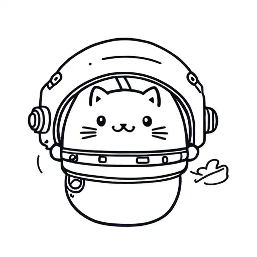 pusheen cat as an astronaut  tattoo design idea