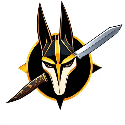 Anubis knife through head tattoo design idea