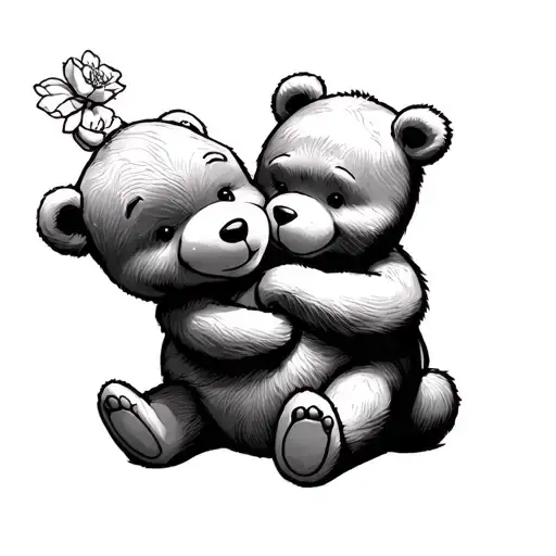 Pooh bear holding a teddy bear tattoo design idea