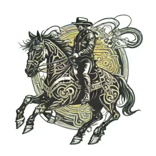 cowboy riding a horse tattoo design idea