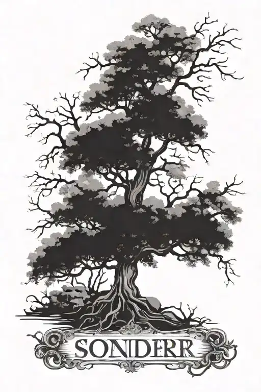 poison tree with the word sonder and the definition  tattoo design idea