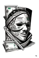 ski mask and money tattoo design idea
