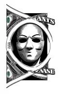 ski mask and money tattoo design idea