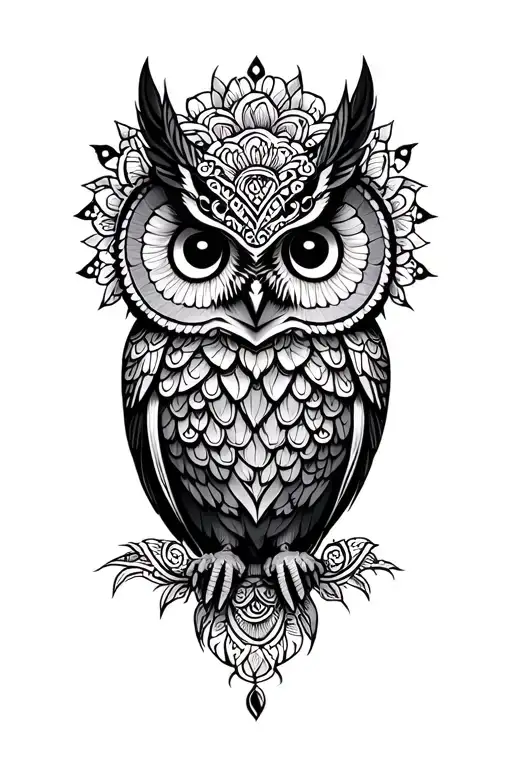owl mandala tattoo design idea