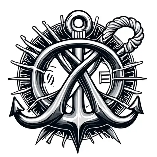 infinity sign with Roman numeral 9 and anchor tattoo design idea
