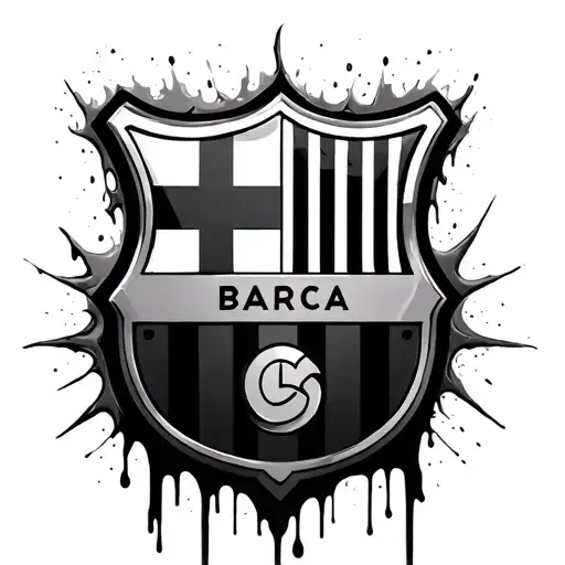 Barca shield bleeding tattoo design idea