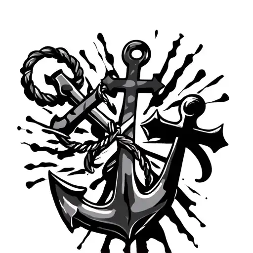many anchor and cross with digital camo tattoo design idea