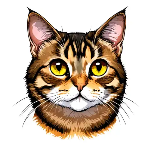 tabby cat with one brown eye one yellow eye tattoo design idea