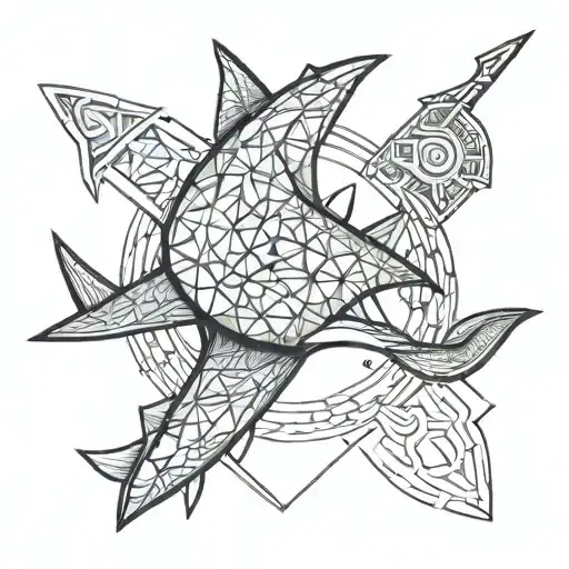 Mjölnir Thor's hammer head shark tattoo design idea