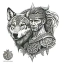 Celtic warrior with a wolf tattoo design idea