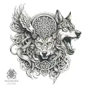 Celtic warrior with a wolf tattoo design idea