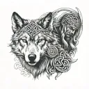 Celtic warrior with a wolf tattoo design idea
