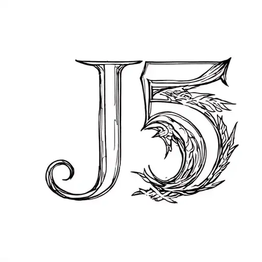 J and the roman numeral 5 tattoo design idea