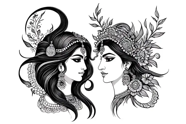 shakti and kshama in hindi font tattoo design idea