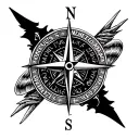 compass, text saying "Tempus Fugit Memento Mori", lighthouse tattoo design idea