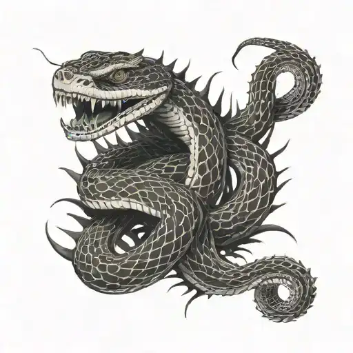 full body snake with spikes coming out of it  tattoo design idea