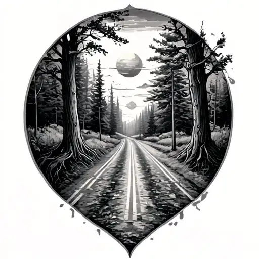 a road less traveled tattoo design idea