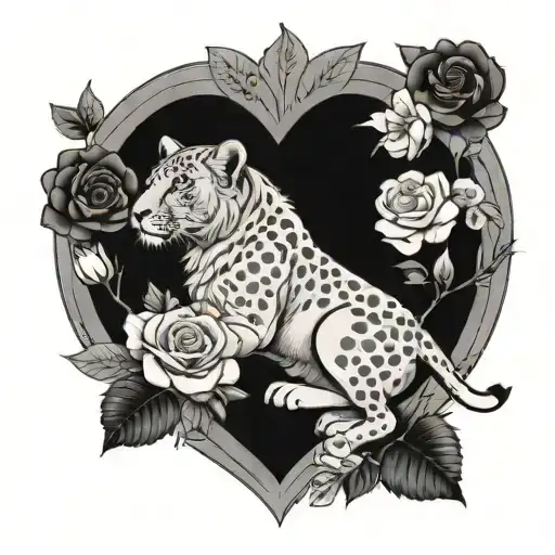 lioness roses mandala heart dotted tattoo design idea