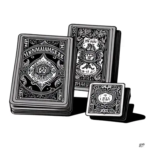 cards, mahjong, whiskey tattoo design idea