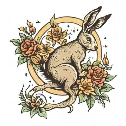 moon and hare tattoo design idea