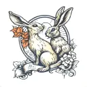 moon and hare tattoo design idea
