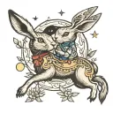 moon and hare tattoo design idea