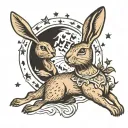 moon and hare tattoo design idea