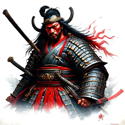 demonic Japanese samurai warrior tattoo design idea