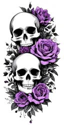 wedding, black, dark purple, skulls, love, veteran tattoo design idea
