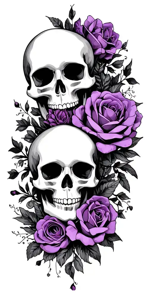 wedding, black, dark purple, skulls, love, veteran tattoo design idea