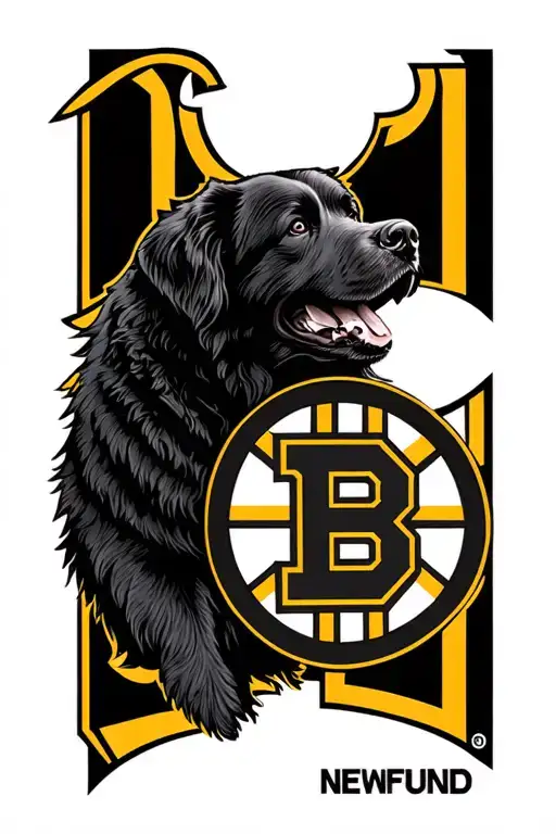 Newfoundland and boston bruins logo combined tattoo design idea