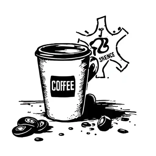 A crime scene silhouette with a coffee cup as evidence marker tattoo design idea