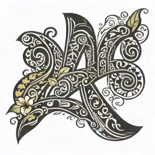 OHANA with Hawaiian tribal patterns. along with the number 2 attached tattoo design idea