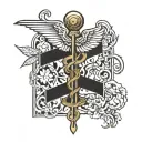 The caduceus with a bible scripture tattoo design idea