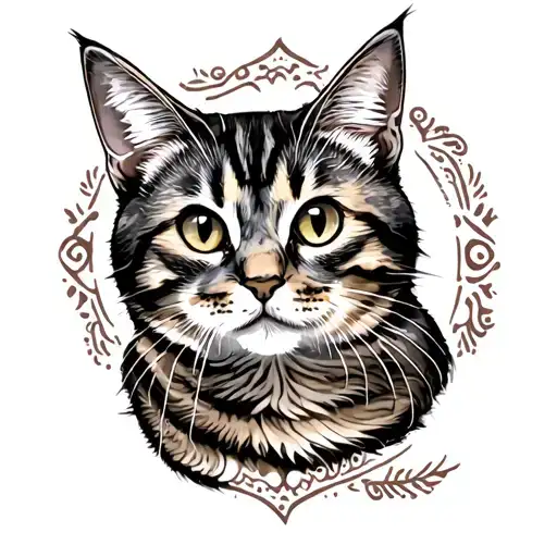 tabby cat tattoo design idea
