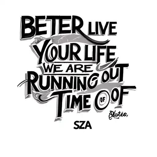 this sza quote "better live your life we are running out of time" tattoo design idea