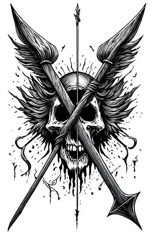 blessed bow and arrow tattoo design idea