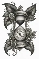 sand clock with vines wrapping tattoo design idea