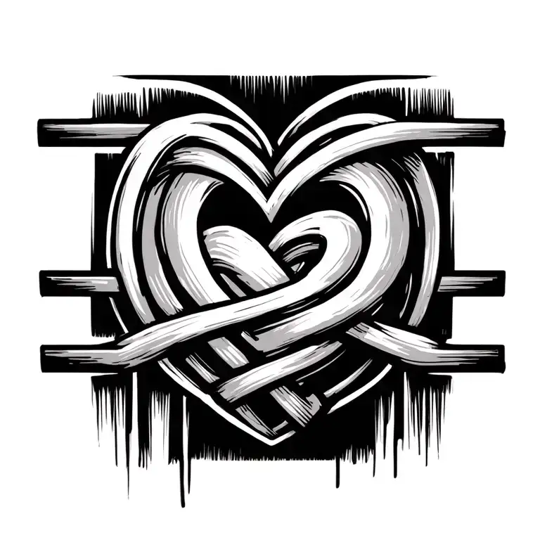 heartbeat line with knot symbol intertwined tattoo design idea