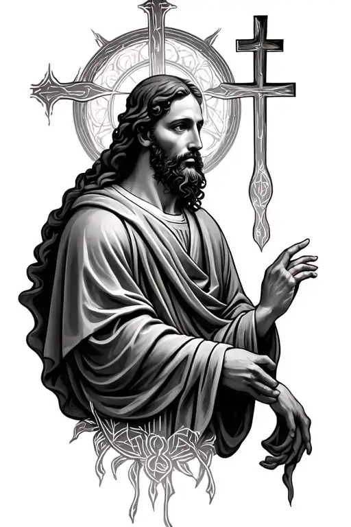 full Christian religious  tattoo design idea