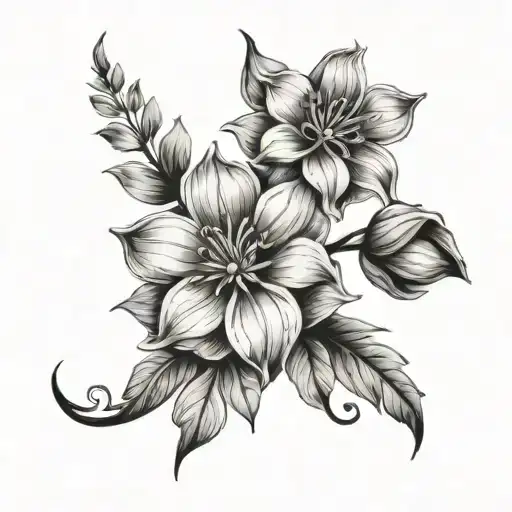 dendoline flowers, long drives with music, long walks, dance and loved ones tattoo design idea
