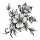 dendoline flowers, long drives with music, long walks, dance and loved ones tattoo design idea