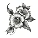 dendoline flowers, long drives with music, long walks, dance and loved ones tattoo design idea