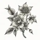 dendoline flowers, long drives with music, long walks, dance and loved ones tattoo design idea
