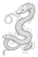  Snake with koi carp koi black tattoo design idea