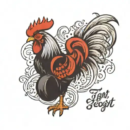 rooster in boxing gloves with Fight the Good Fight in writing  tattoo design idea