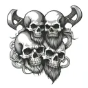2 bearded axes crossing over eachother skull wearing tattoo design idea