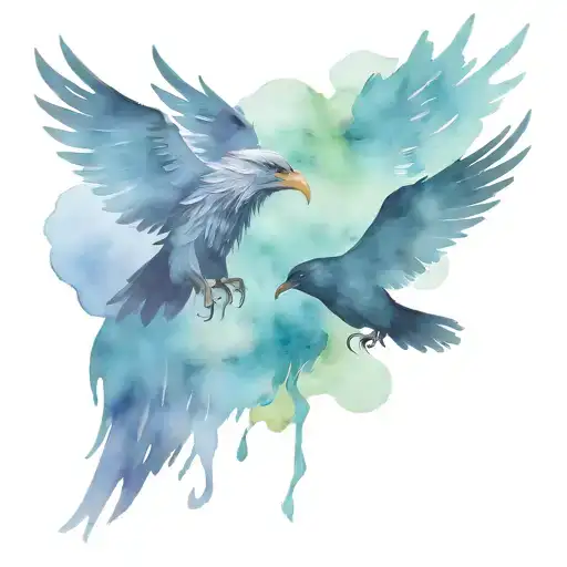 Odin's head with crow flying towards each other Each tattoo design idea