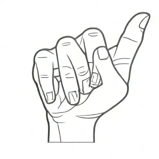 a minimalist one line drawing of a hand saying i love you in american sign language tattoo design idea