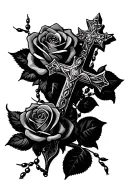rosary wrapped cross roses tattoo design idea